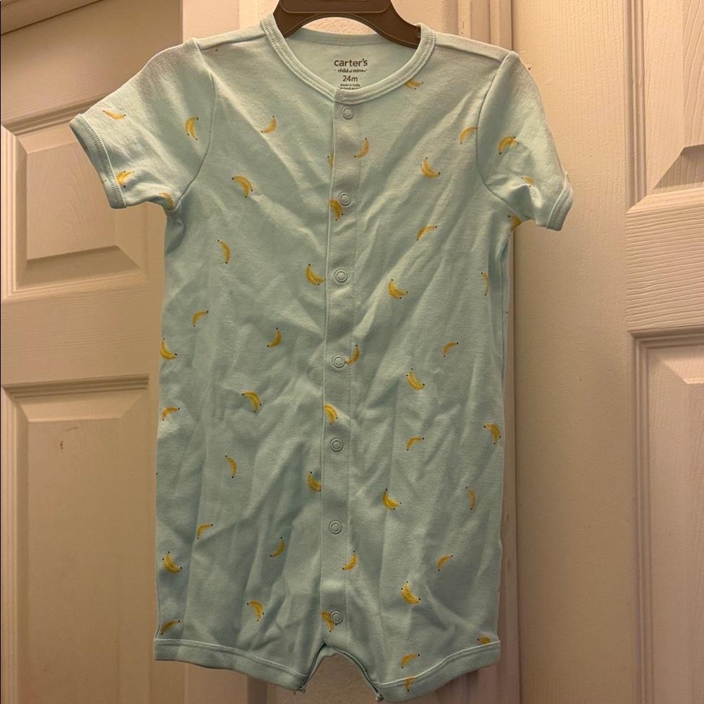 Carter's Light Blue Banana Print Romper